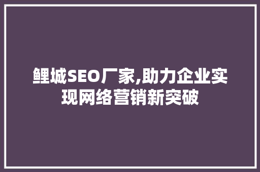 鲤城SEO厂家,助力企业实现网络营销新突破  第1张