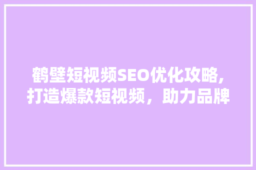鹤壁短视频SEO优化攻略,打造爆款短视频，助力品牌腾飞