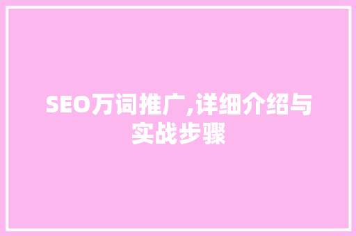 SEO万词推广,详细介绍与实战步骤
