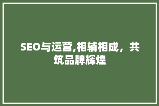 SEO与运营,相辅相成，共筑品牌辉煌