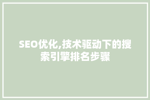 SEO优化,技术驱动下的搜索引擎排名步骤