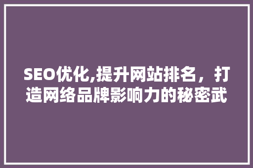 SEO优化,提升网站排名，打造网络品牌影响力的秘密武器
