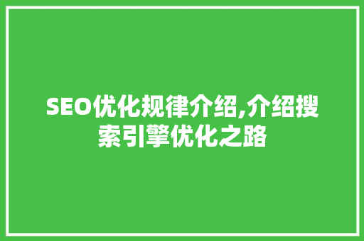 SEO优化规律介绍,介绍搜索引擎优化之路