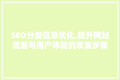 SEO分类信息优化,提升网站流量与用户体验的双重步骤