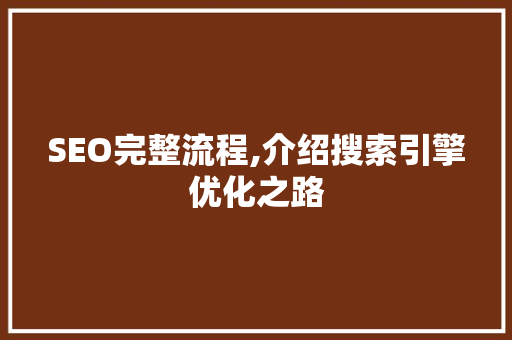 SEO完整流程,介绍搜索引擎优化之路