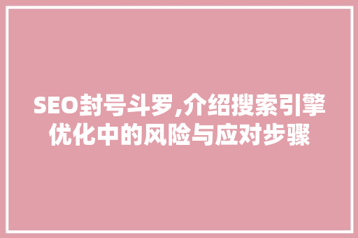 SEO封号斗罗,介绍搜索引擎优化中的风险与应对步骤