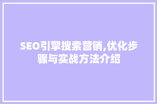 SEO引擎搜索营销,优化步骤与实战方法介绍