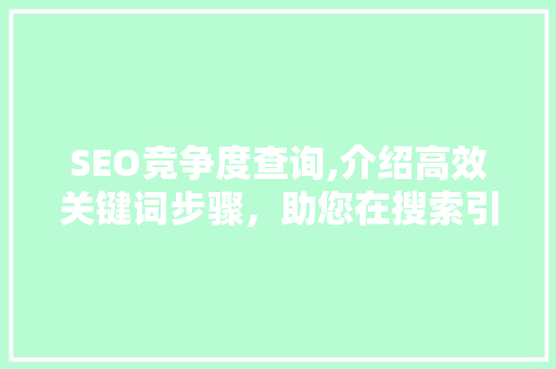 SEO竞争度查询,介绍高效关键词步骤，助您在搜索引擎中脱颖而出