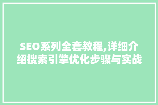 SEO系列全套教程,详细介绍搜索引擎优化步骤与实战方法