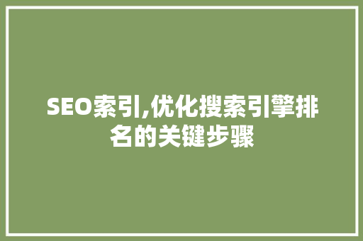 SEO索引,优化搜索引擎排名的关键步骤