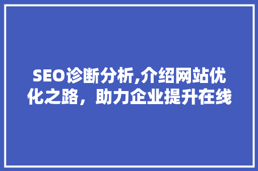 SEO诊断分析,介绍网站优化之路，助力企业提升在线竞争力