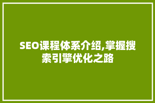 SEO课程体系介绍,掌握搜索引擎优化之路