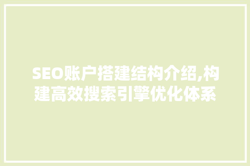 SEO账户搭建结构介绍,构建高效搜索引擎优化体系