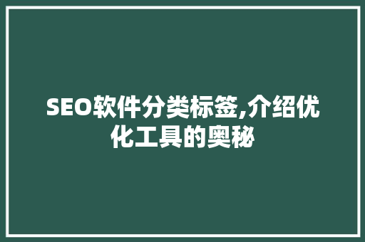SEO软件分类标签,介绍优化工具的奥秘