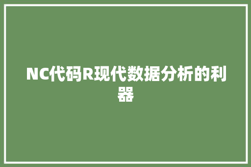 NC代码R现代数据分析的利器