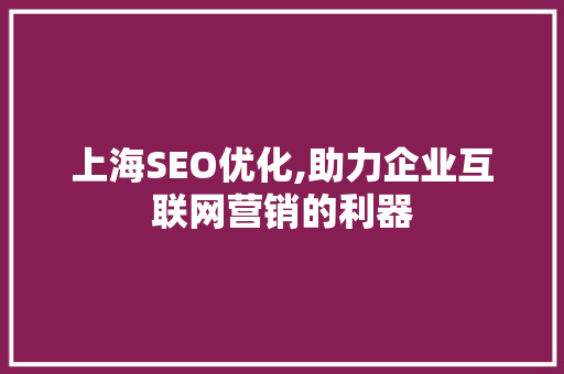 上海SEO优化,助力企业互联网营销的利器