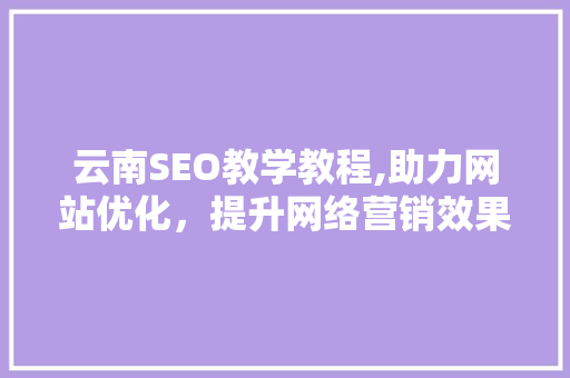 云南SEO教学教程,助力网站优化，提升网络营销效果