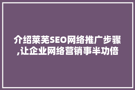 介绍莱芜SEO网络推广步骤,让企业网络营销事半功倍