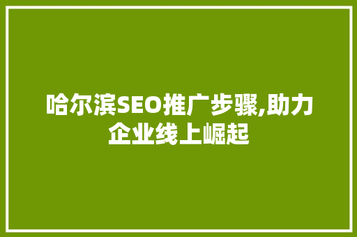 哈尔滨SEO推广步骤,助力企业线上崛起
