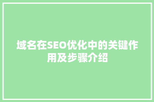 域名在SEO优化中的关键作用及步骤介绍