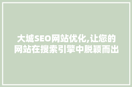 大城SEO网站优化,让您的网站在搜索引擎中脱颖而出