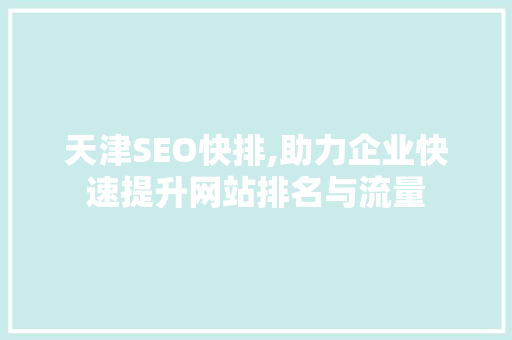 天津SEO快排,助力企业快速提升网站排名与流量