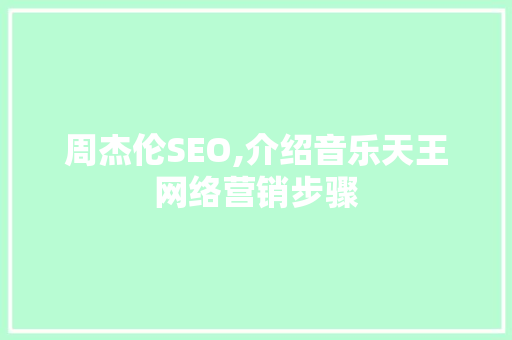 周杰伦SEO,介绍音乐天王网络营销步骤