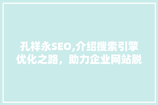 孔祥永SEO,介绍搜索引擎优化之路，助力企业网站脱颖而出