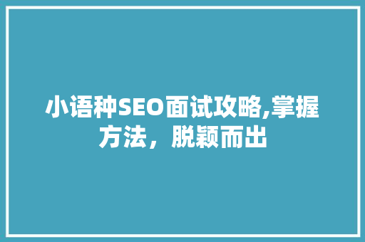 小语种SEO面试攻略,掌握方法，脱颖而出