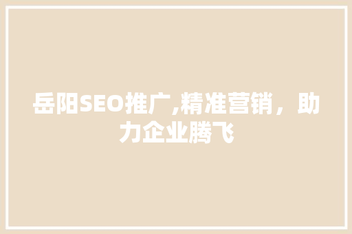 岳阳SEO推广,精准营销，助力企业腾飞