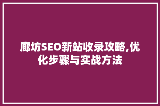 廊坊SEO新站收录攻略,优化步骤与实战方法