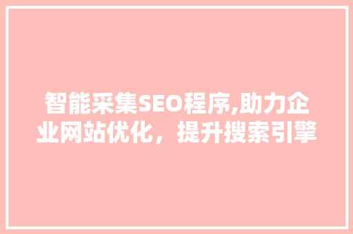 智能采集SEO程序,助力企业网站优化，提升搜索引擎排名