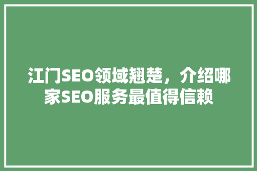 江门SEO领域翘楚，介绍哪家SEO服务最值得信赖