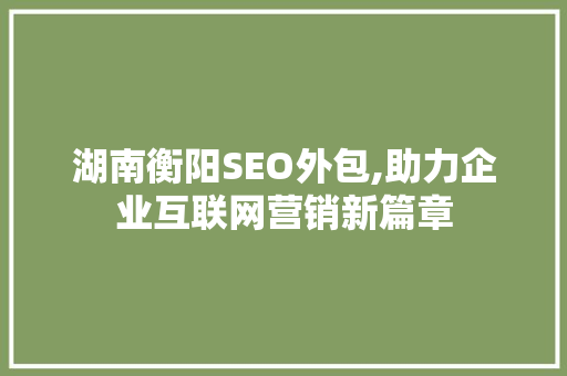 湖南衡阳SEO外包,助力企业互联网营销新篇章