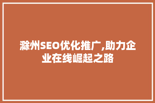 滁州SEO优化推广,助力企业在线崛起之路