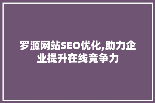罗源网站SEO优化,助力企业提升在线竞争力