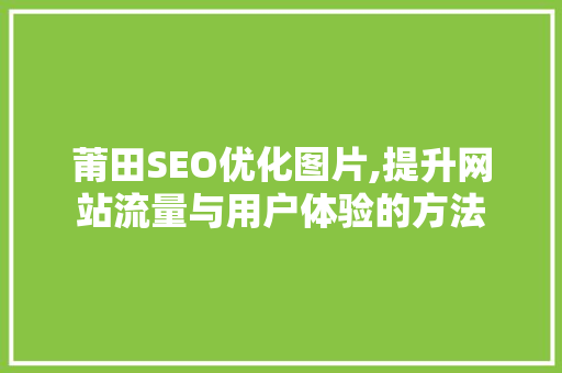 莆田SEO优化图片,提升网站流量与用户体验的方法