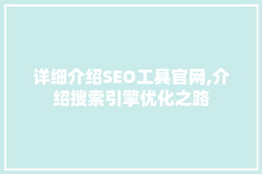 详细介绍SEO工具官网,介绍搜索引擎优化之路