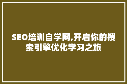 SEO培训自学网,开启你的搜索引擎优化学习之旅