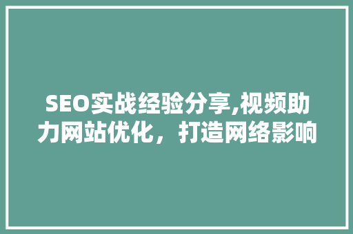 SEO实战经验分享,视频助力网站优化，打造网络影响力