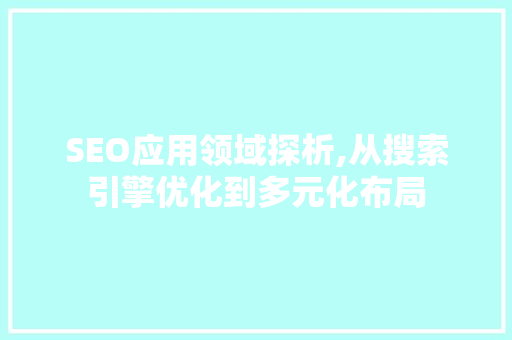 SEO应用领域探析,从搜索引擎优化到多元化布局
