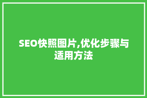 SEO快照图片,优化步骤与适用方法