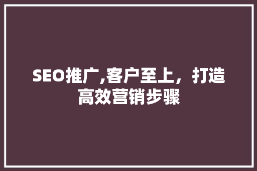 SEO推广,客户至上，打造高效营销步骤