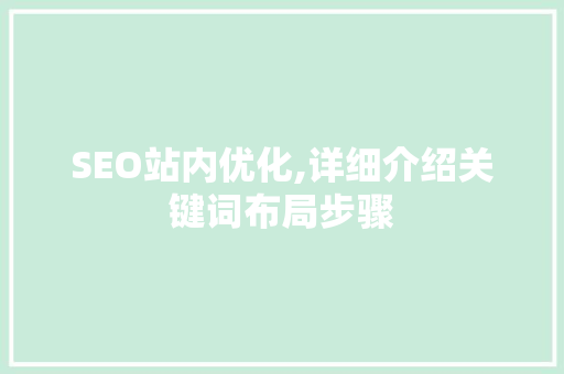 SEO站内优化,详细介绍关键词布局步骤