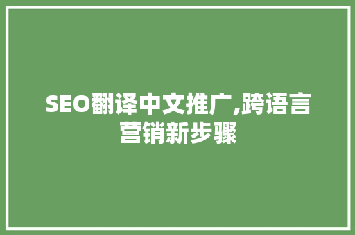 SEO翻译中文推广,跨语言营销新步骤  第1张