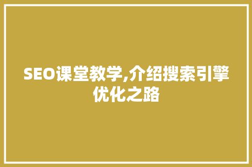 SEO课堂教学,介绍搜索引擎优化之路