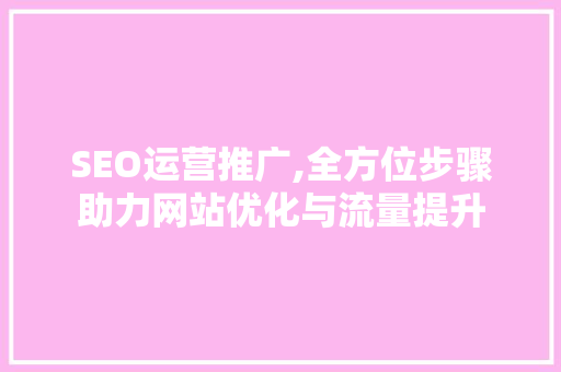 SEO运营推广,全方位步骤助力网站优化与流量提升