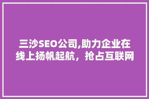 三沙SEO公司,助力企业在线上扬帆起航，抢占互联网市场制高点