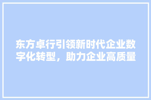 东方卓行引领新时代企业数字化转型，助力企业高质量发展