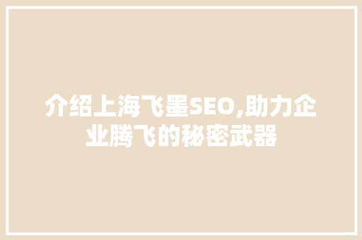 介绍上海飞墨SEO,助力企业腾飞的秘密武器